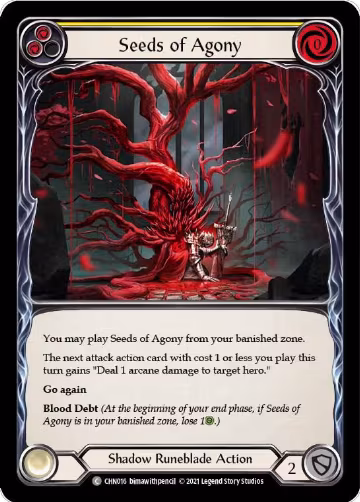 Seeds of Agony (Yellow) (CHN016), Blitz Deck: Monarch - Chane — Flesh & Blood card price