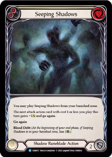 Seeping Shadows (Yellow) (CHN017), Blitz Deck: Monarch - Chane — Flesh & Blood card price