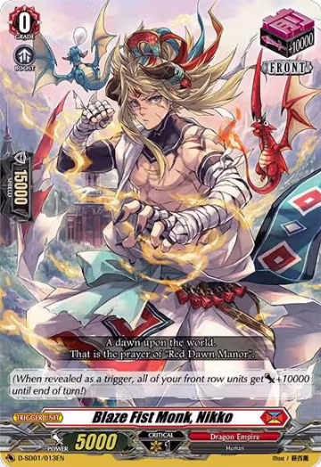 Blaze Fist Monk, Nikko (D-SD01/013EN), D-SD01: Yu-yu Kondo -Holy Dragon- — Vanguard card price