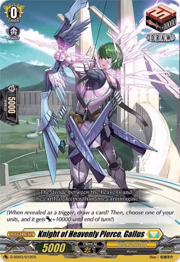 Knight of Heavenly Pierce, Gallus (D-SD03/012EN), D-SD03: Tohya Ebata -Apex Ruler- — Vanguard card price