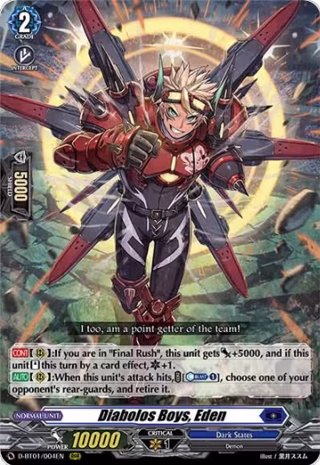 Diabolos Boys, Eden (D-BT01/004EN), D-BT01: Genesis of the Five Greats — Vanguard card price