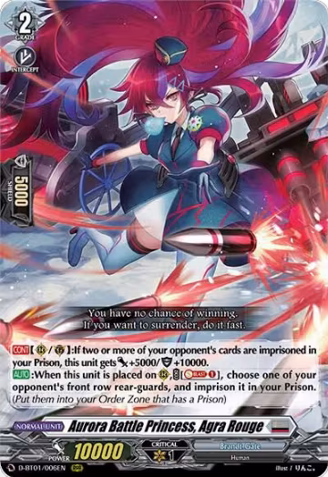 Aurora Battle Princess, Agra Rouge (D-BT01/006EN), D-BT01: Genesis of the Five Greats — Vanguard card price