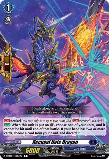 Recusal Hate Dragon (D-BT01/036EN), D-BT01: Genesis of the Five Greats — Vanguard card price