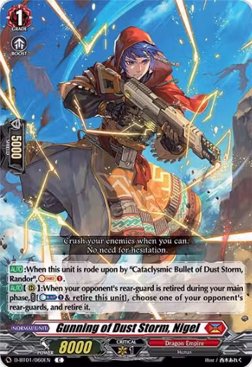 Gunning of Dust Storm, Nigel (D-BT01/060EN), D-BT01: Genesis of the Five Greats — Vanguard card price