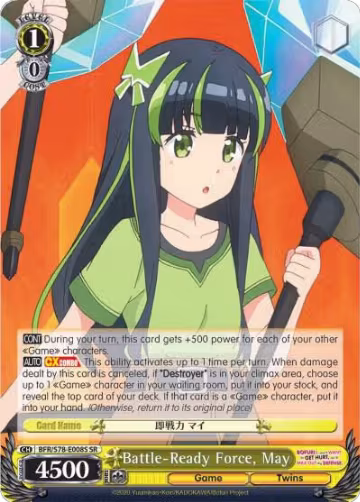 Battle-Ready Force, May (SR) (BFR/S78-E008S SR), I Don't Want to Get Hurt, so I'll Max Out My Defense — Weiß Schwarz card price