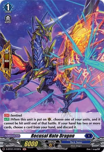 Recusal Hate Dragon (Holo) (D-BT01/H12EN), D-BT01: Genesis of the Five Greats — Vanguard card price