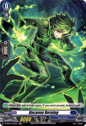 Uncanny Burning (Holo) (D-BT01/H16EN), D-BT01: Genesis of the Five Greats — Vanguard card price