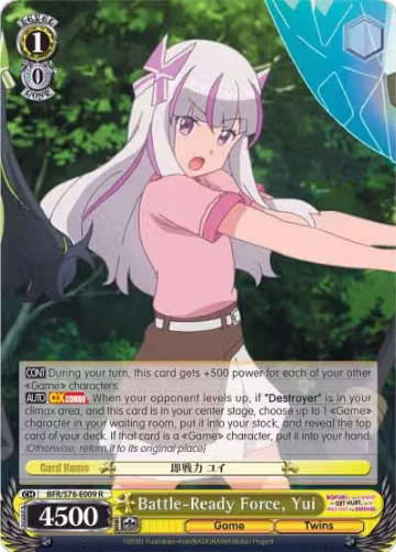 Battle-Ready Force, Yui (BFR/S78-E009 R), I Don't Want to Get Hurt, so I'll Max Out My Defense — Weiß Schwarz card price