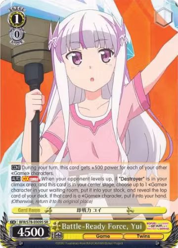 Battle-Ready Force, Yui (SR) (BFR/S78-E009S SR), I Don't Want to Get Hurt, so I'll Max Out My Defense — Weiß Schwarz card price