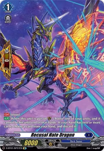 Recusal Hate Dragon (SP) (D-BT01/SP27EN), D-BT01: Genesis of the Five Greats — Vanguard card price