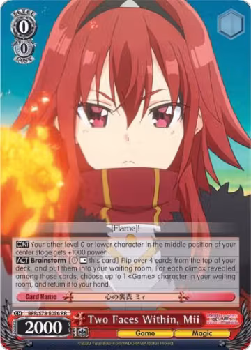 Two Faces Within, Mii (BFR/S78-E056 RR), I Don't Want to Get Hurt, so I'll Max Out My Defense — Weiß Schwarz card price