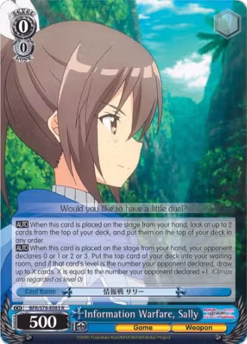 Information Warfare, Sally (BFR/S78-E083 R), I Don't Want to Get Hurt, so I'll Max Out My Defense — Weiß Schwarz card price