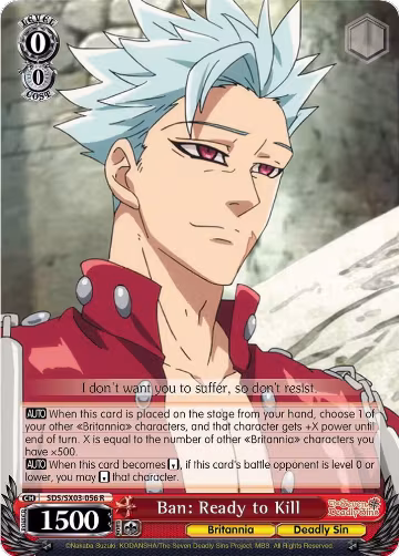 Ban: Ready to Kill (SDS/SX03-056 R), The Seven Deadly Sins — Weiß Schwarz card price