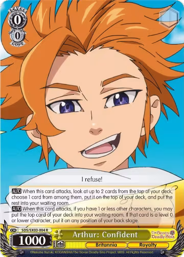 Arthur: Confident (SDS/SX03-004 R), The Seven Deadly Sins — Weiß Schwarz card price