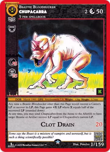 Chupacabra (1), Cryptid Nation: Kickstarter Edition — MetaZoo card price