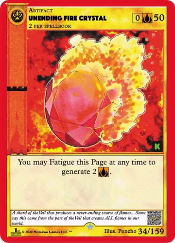Unending Fire Crystal (34), Cryptid Nation: Kickstarter Edition — MetaZoo card price