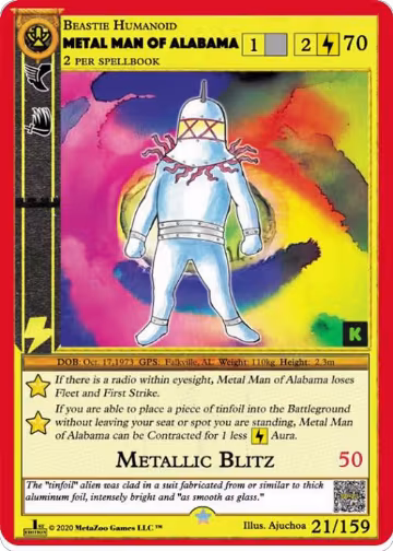 Metal Man of Alabama (21), Cryptid Nation: Kickstarter Edition — MetaZoo card price