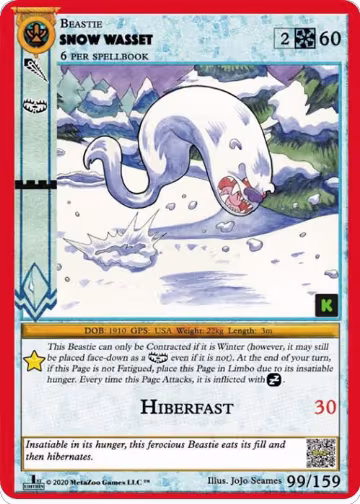 Snow Wasset (99), Cryptid Nation: Kickstarter Edition — MetaZoo card price