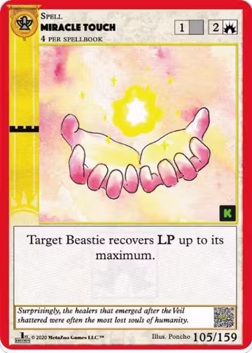 Miracle Touch (105), Cryptid Nation: Kickstarter Edition — MetaZoo card price