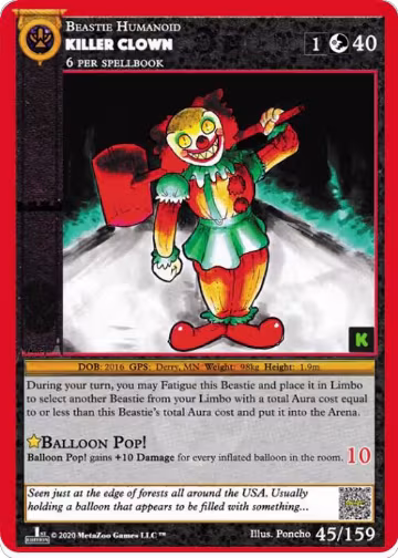 Killer Clown (45), Cryptid Nation: Kickstarter Edition — MetaZoo card price