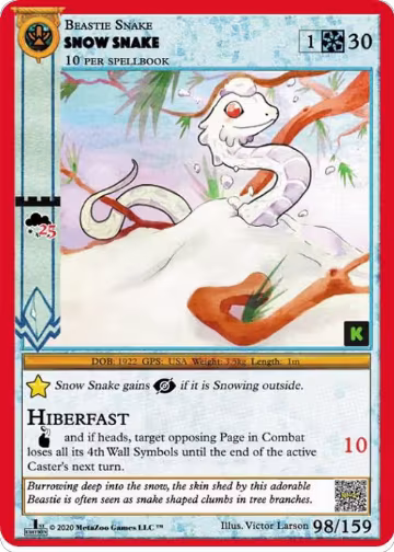 Snow Snake (98), Cryptid Nation: Kickstarter Edition — MetaZoo card price