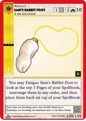 Sam's Rabbit Foot (109), Cryptid Nation: Kickstarter Edition — MetaZoo card price