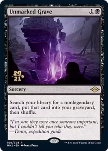 Unmarked Grave (106), Prerelease Cards — Magic card price