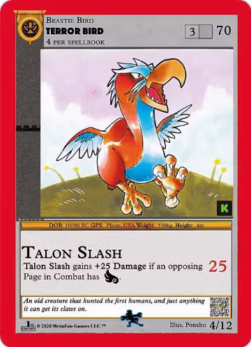 Terror Bird (4), Cryptid Nation: Kickstarter Edition Tribal Theme Decks — MetaZoo card price