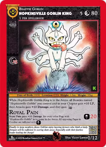 Hopkinsville Goblin King (1), Cryptid Nation: Kickstarter Edition Tribal Theme Decks — MetaZoo card price