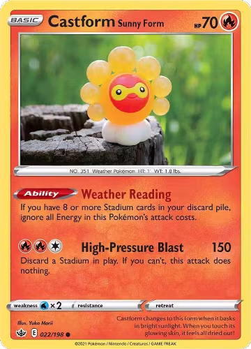 Castform Sunny Form (022/198), Chilling Reign — Pokémon card price