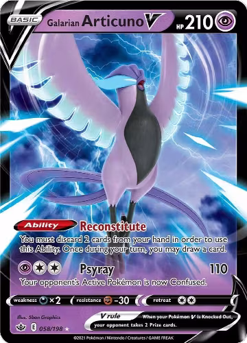 Galarian Articuno V (058/198), Chilling Reign — Pokémon card price
