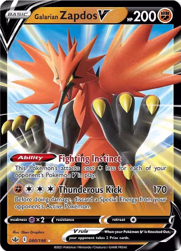 Galarian Zapdos V (080/198), Chilling Reign — Pokémon card price