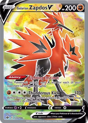Galarian Zapdos V (Full Art) (173/198), Chilling Reign — Pokémon card price