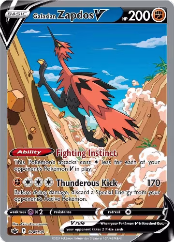 Galarian Zapdos V (Alternate Full Art) (174/198), Chilling Reign — Pokémon card price