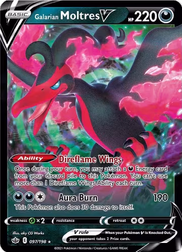 Galarian Moltres V (097/198), Chilling Reign — Pokémon card price