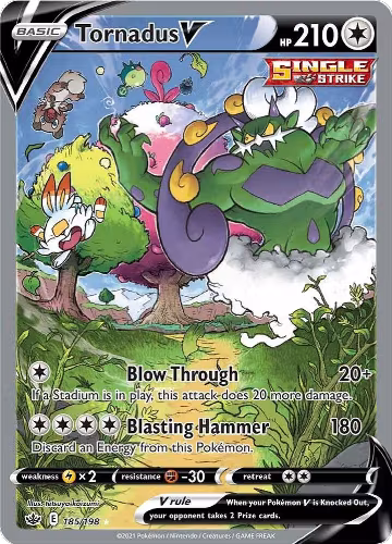 Tornadus V (Alternate Full Art) (185/198), Chilling Reign — Pokémon card price