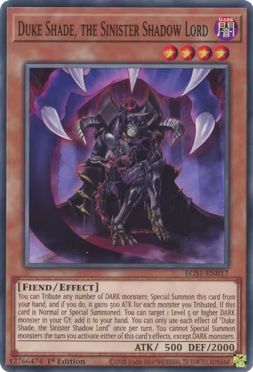 Duke Shade, the Sinister Shadow Lord (EGS1-EN017), Egyptian God Deck: Slifer the Sky Dragon — Yu-Gi-Oh! card price