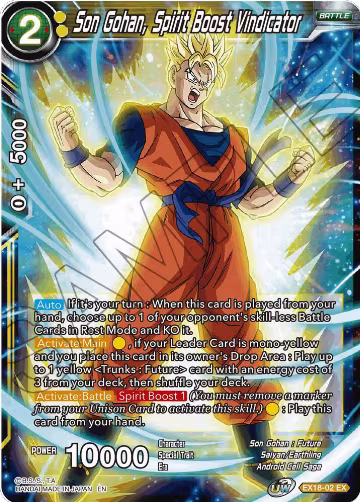 Son Gohan, Spirit Boost Vindicator (EX18-02) — card price