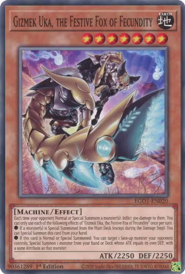 Gizmek Uka, the Festive Fox of Fecundity (EGO1-EN020), Egyptian God Deck: Obelisk the Tormentor — Yu-Gi-Oh! card price
