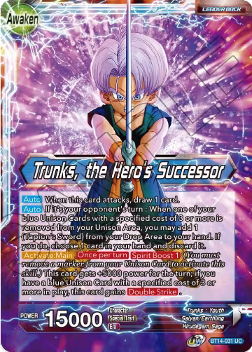 Trunks // Trunks, the Hero's Successor (BT14-031), Cross Spirits — DB Super card price