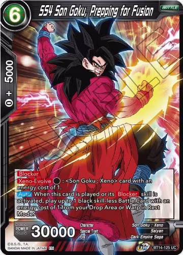 SS4 Son Goku, Prepping for Fusion (BT14-125), Cross Spirits — DB Super card price