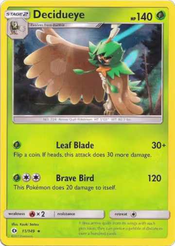 Decidueye - 11/149 (Water Web Holo) (011/149), Miscellaneous Cards & Products — Pokémon card price