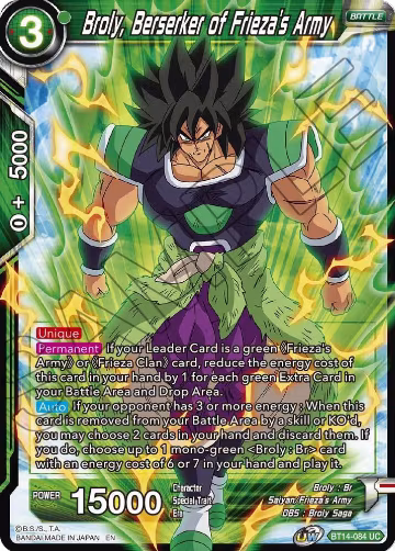Broly, Berserker of Frieza's Army (BT14-084), Cross Spirits — DB Super card price