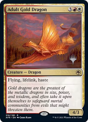 Adult Gold Dragon (216), Promo Pack: Adventures in the Forgotten Realms — Magic card price