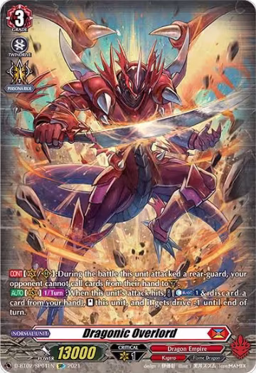 Dragonic Overlord (SP) (D-BT02/SP01EN), D-BT02: A Brush with the Legends — Vanguard card price