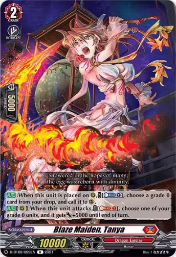Blaze Maiden, Tanya (D-BT02/029EN), D-BT02: A Brush with the Legends — Vanguard card price