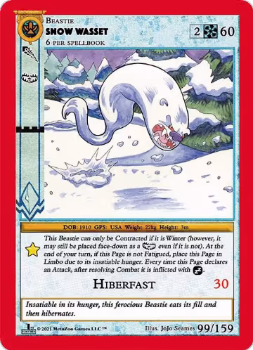 Snow Wasset (99), Cryptid Nation: First Edition — MetaZoo card price