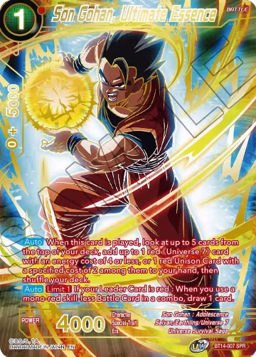 Son Gohan, Ultimate Essence (SPR) (BT14-007), Cross Spirits — DB Super card price
