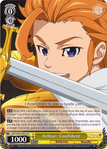 Arthur: Confident (SR) (SDS/SX03-004S SR), The Seven Deadly Sins — Weiß Schwarz card price