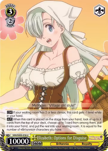 Elizabeth: Options for Disguise (SDS/SX03-016 U), The Seven Deadly Sins — Weiß Schwarz card price